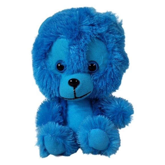 2/$15 Classic Toy Big Head Wolf Bear Plush Blue 10" Fluffy Stuffed Tag Removed - Picture 1 of 9